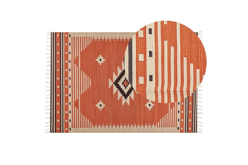 Gavar Bomuldstæppe 140x200 cm - Orange - Tekstiler - Tæpper - Moderne tæppe - Bomuldstæpper