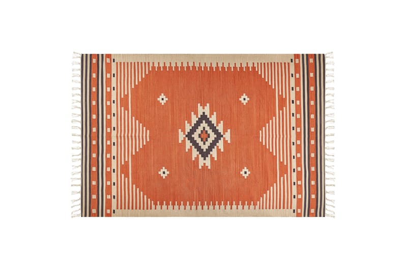 Gavar Bomuldstæppe 200x300 cm - Orange - Tekstiler - Tæpper - Moderne tæppe - Bomuldstæpper