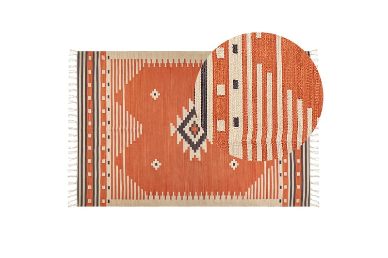 Gavar Bomuldstæppe 200x300 cm - Orange - Tekstiler - Tæpper - Moderne tæppe - Bomuldstæpper