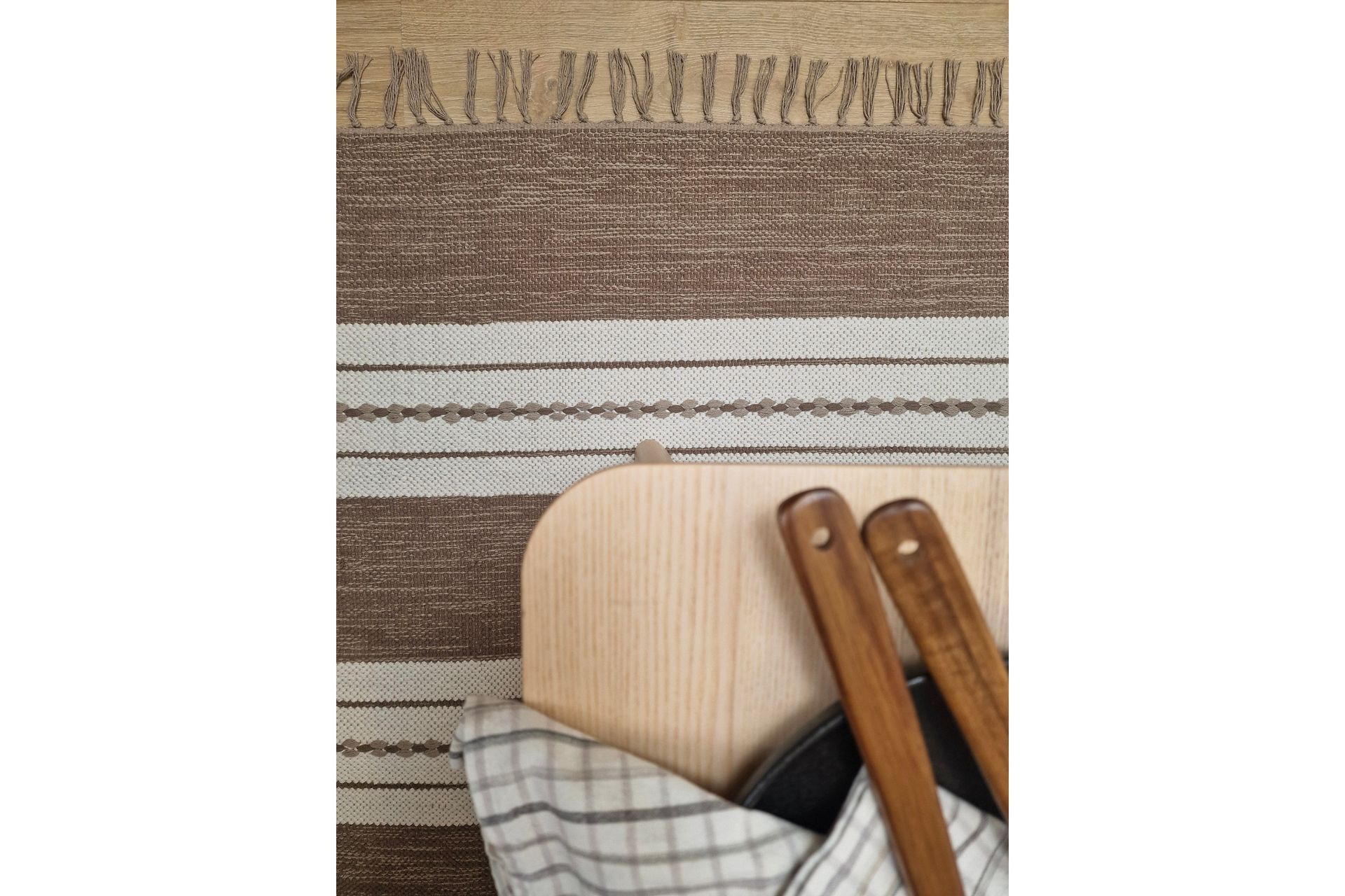 Guddi Bomuldstæppe 75x220 cm Oval - Mørkbeige - Tekstiler - Tæpper - Moderne tæppe - Bomuldstæpper
