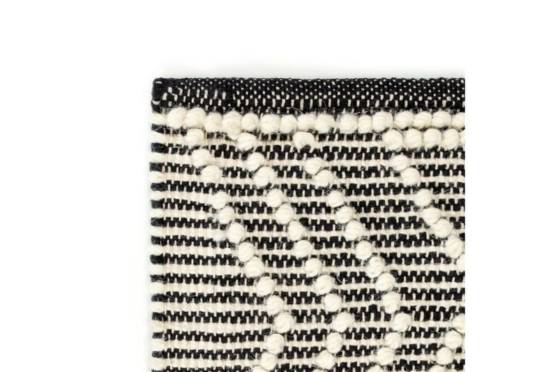 gulvtæppe 120 x 170 håndvævet uld sort/hvid - Uldtæppe