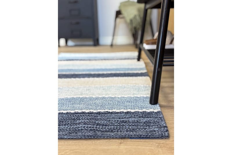 Gulvtæppe Båstad - 75x150 cm, Blå - Tekstiler - Tæpper - Moderne tæppe - Bomuldstæpper