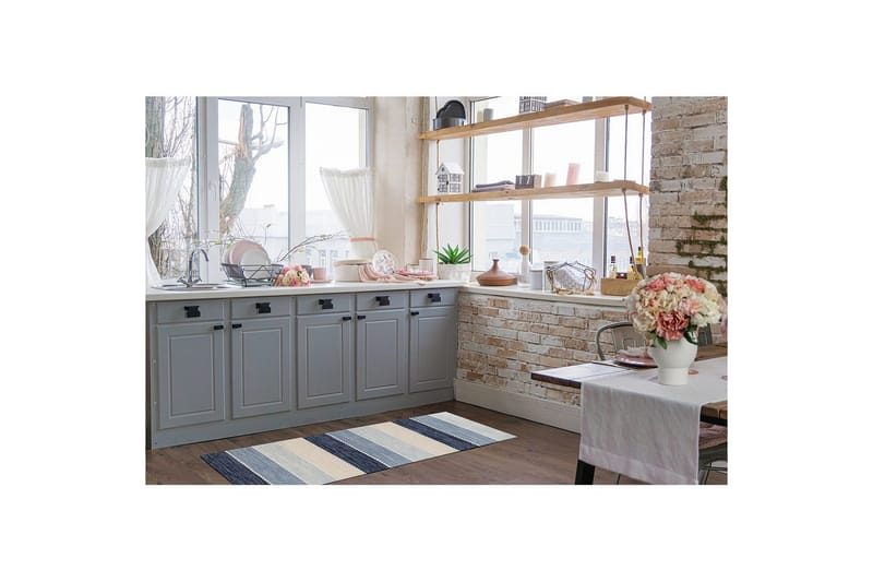 Gulvtæppe Båstad - 75x150 cm, Blå - Tekstiler - Tæpper - Moderne tæppe - Bomuldstæpper