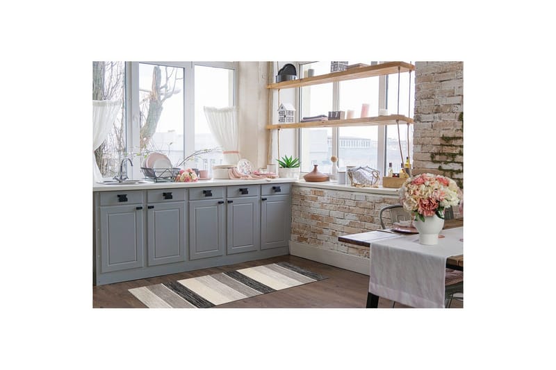 Gulvtæppe Båstad - 75x220 cm, Sort - Tekstiler - Tæpper - Moderne tæppe - Bomuldstæpper