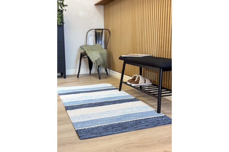 Gulvtæppe Båstad - 75x280 cm, Blå - Tekstiler - Tæpper - Moderne tæppe - Bomuldstæpper