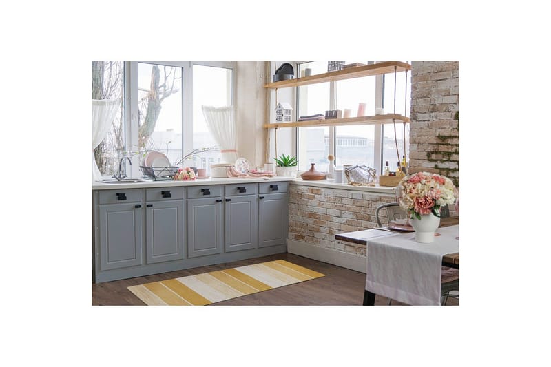 Gulvtæppe Båstad - 75x280 cm, Gul - Tekstiler - Tæpper - Moderne tæppe - Bomuldstæpper