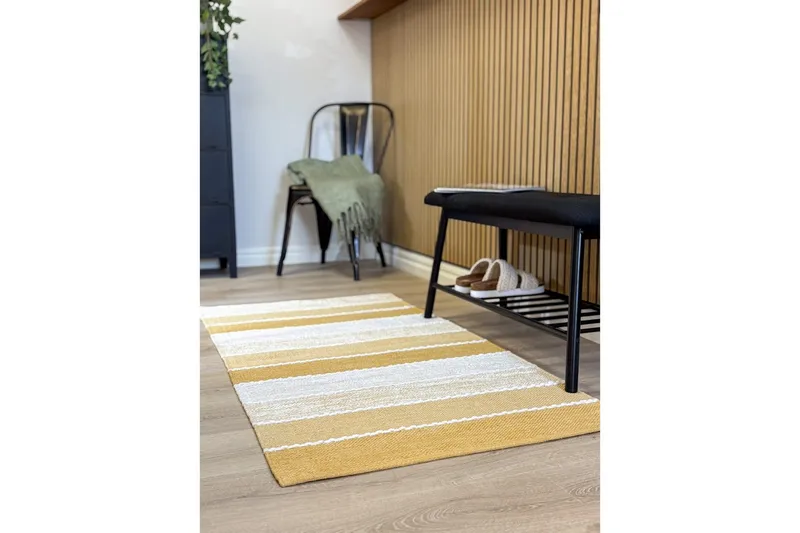 Gulvtæppe Båstad - 75x280 cm, Gul - Tekstiler - Tæpper - Moderne tæppe - Bomuldstæpper