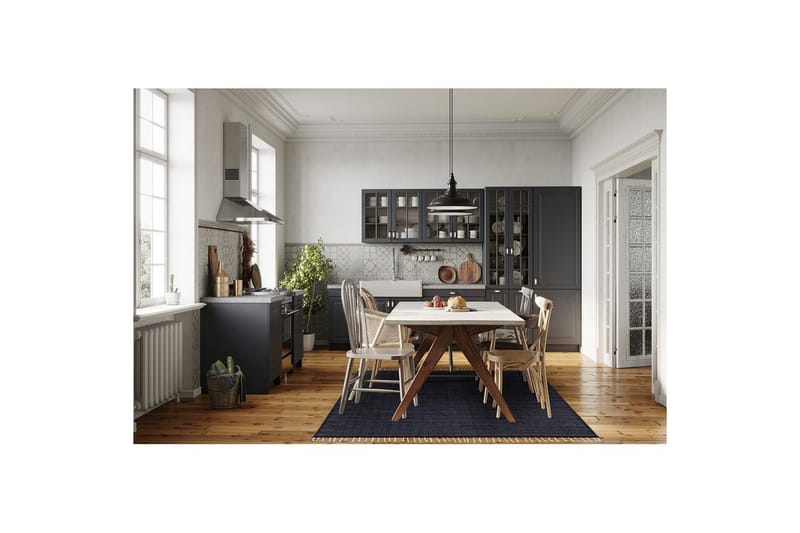 Gulvtæppe Line - 130x190 cm, Marineblå - Tekstiler - Tæpper - Moderne tæppe - Bomuldstæpper