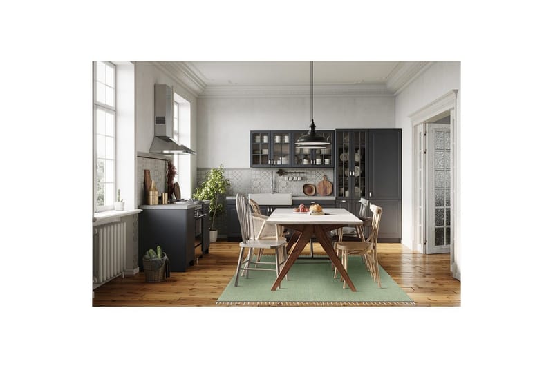 Gulvtæppe Line - 160x230 cm, Grøn - Tekstiler - Tæpper - Moderne tæppe - Bomuldstæpper