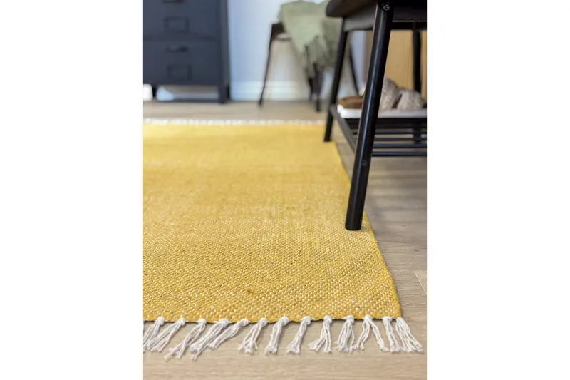 Gulvtæppe Line - 160x230 cm, Gul - Tekstiler - Tæpper - Moderne tæppe - Bomuldstæpper