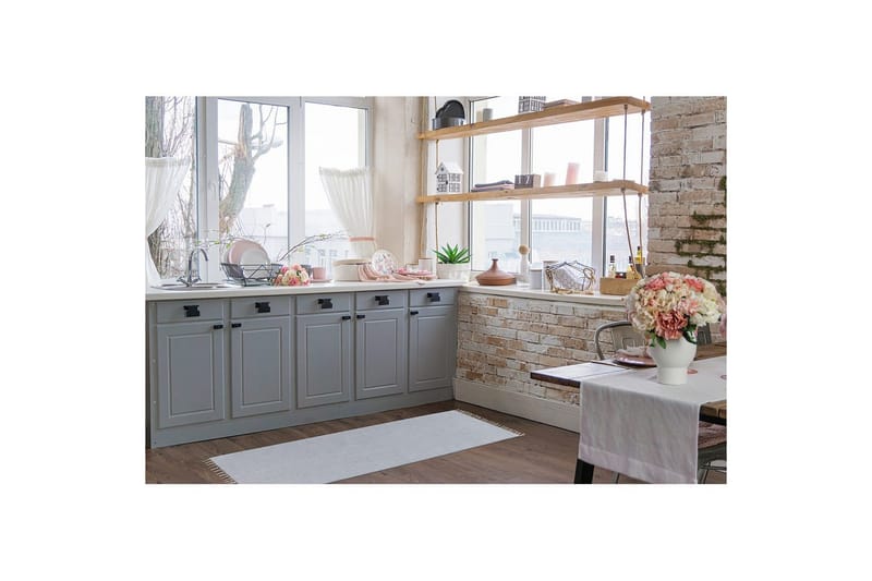 Gulvtæppe Line - 75x220 cm, Dueblå - Tekstiler - Tæpper - Moderne tæppe - Bomuldstæpper