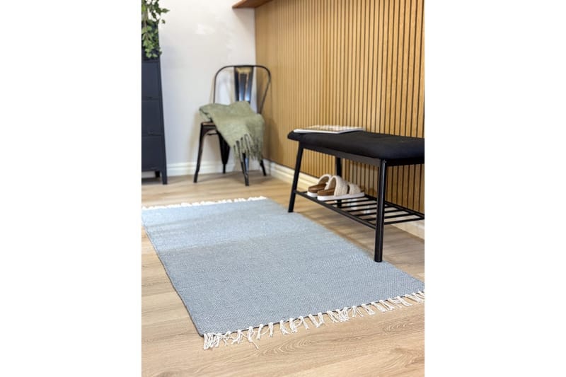 Gulvtæppe Line - 75x220 cm, Dueblå - Tekstiler - Tæpper - Moderne tæppe - Bomuldstæpper