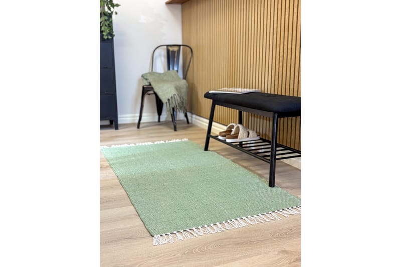 Gulvtæppe Line - 75x220 cm, Grøn - Tekstiler - Tæpper - Moderne tæppe - Bomuldstæpper