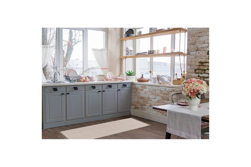 Gulvtæppe Line - 75x220 cm, Greige - Tekstiler - Tæpper - Moderne tæppe - Bomuldstæpper