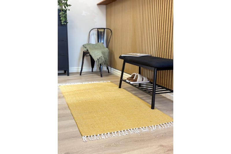Gulvtæppe Line - 75x220 cm, Gul - Tekstiler - Tæpper - Moderne tæppe - Bomuldstæpper