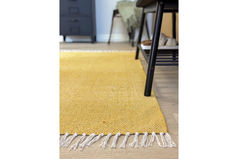 Gulvtæppe Line - 75x220 cm, Gul - Tekstiler - Tæpper - Moderne tæppe - Bomuldstæpper
