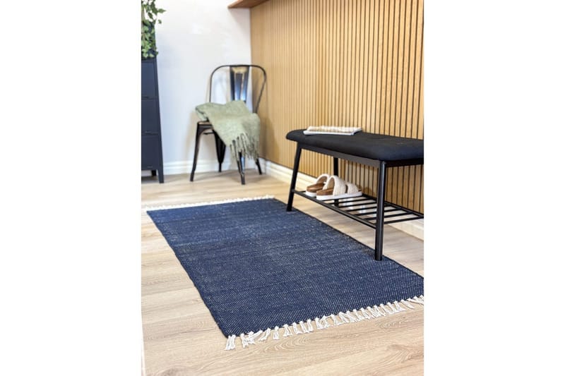 Gulvtæppe Line - 75x220 cm, Marineblå - Tekstiler - Tæpper - Moderne tæppe - Bomuldstæpper
