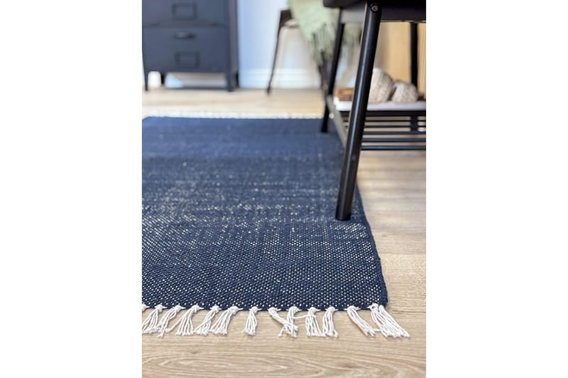 Gulvtæppe Line - 75x220 cm, Marineblå - Tekstiler - Tæpper - Moderne tæppe - Bomuldstæpper