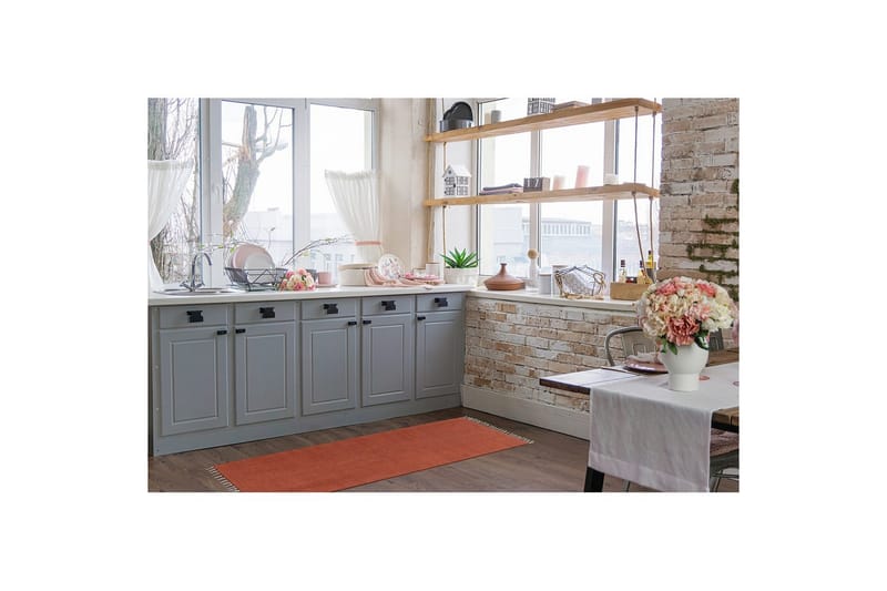 Gulvtæppe Line - 75x220 cm, Terracotta - Tekstiler - Tæpper - Moderne tæppe - Bomuldstæpper