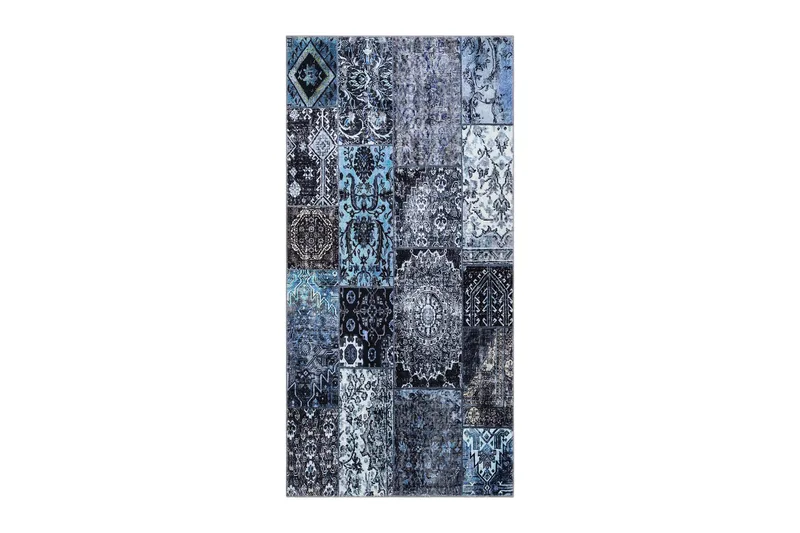 Gumala Wiltontæppe 80x300 cm Oval - Blå - Tekstiler - Tæpper - Moderne tæppe - Wiltontæpper