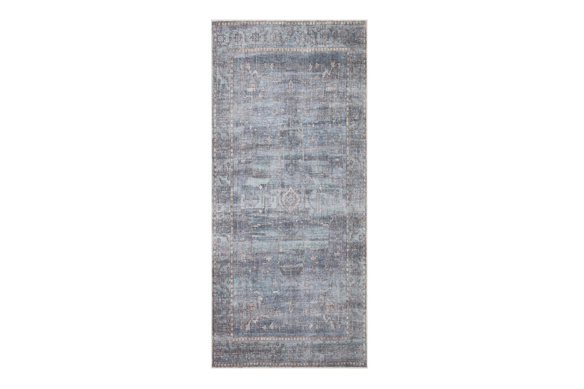 Guman Wiltontæppe 80x200 cm Oval - Blå - Tekstiler - Tæpper - Moderne tæppe - Wiltontæpper