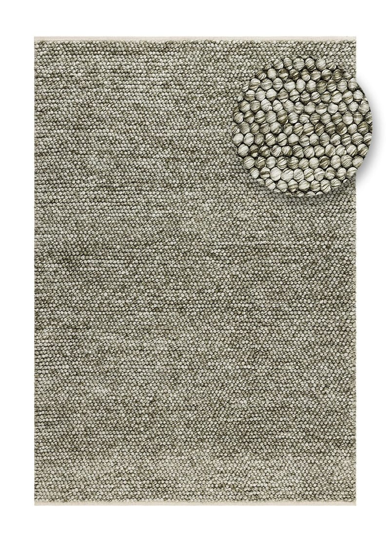 Håndvævet tæppe KM Home Bubble 300x400 cm Olivengrøn - Olivengrøn - Tekstiler - Tæpper - Moderne tæppe - Uldtæppe