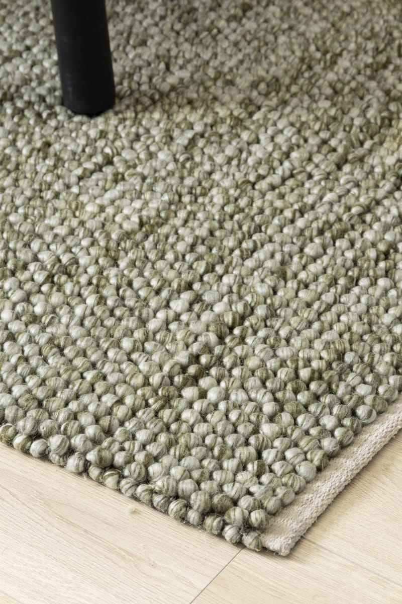 Håndvævet tæppe KM Home Bubble 300x400 cm Olivengrøn - Olivengrøn - Tekstiler - Tæpper - Moderne tæppe - Uldtæppe