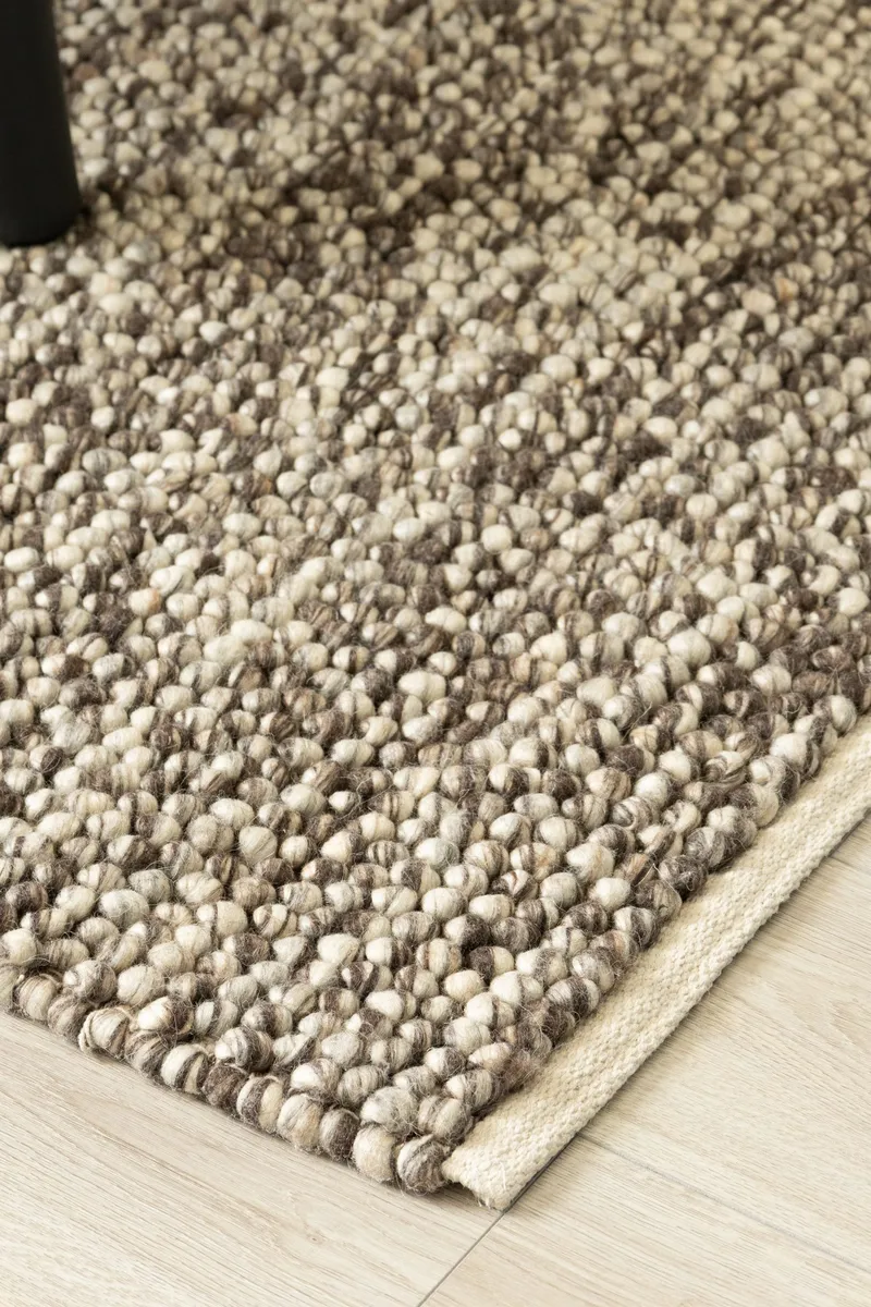 Håndvævet tæppe KM Home Bubble Kvadrat 200x200 cm Chokolade Melange - Chokolade Melange - Tekstiler - Tæpper - Moderne tæppe - Uldtæppe