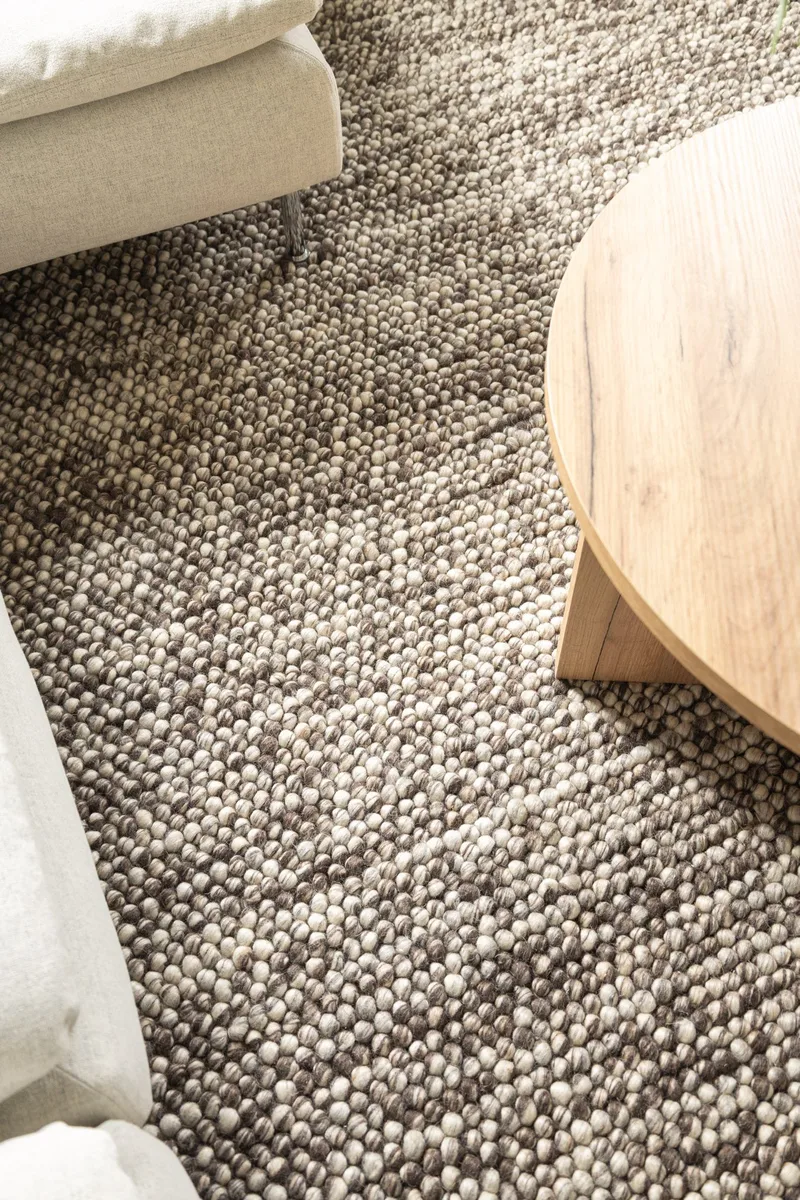 Håndvævet tæppe KM Home Bubble Kvadrat 200x200 cm Chokolade Melange - Chokolade Melange - Tekstiler - Tæpper - Moderne tæppe - Uldtæppe