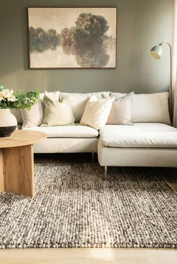 Håndvævet tæppe KM Home Bubble Kvadrat 200x200 cm Chokolade Melange - Chokolade Melange - Tekstiler - Tæpper - Moderne tæppe - Uldtæppe