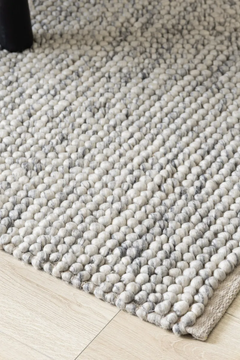 Håndvævet tæppe KM Home Bubble Kvadrat 300x300 cm Grå melange - Grå melange - Tekstiler - Tæpper - Moderne tæppe - Uldtæppe