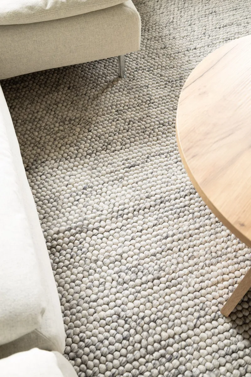 Håndvævet tæppe KM Home Bubble Kvadrat 300x300 cm Grå melange - Grå melange - Tekstiler - Tæpper - Moderne tæppe - Uldtæppe