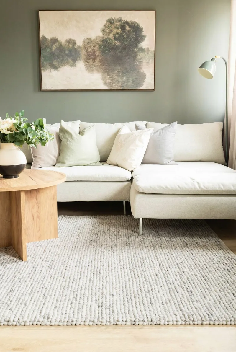 Håndvævet tæppe KM Home Bubble Kvadrat 300x300 cm Grå melange - Grå melange - Tekstiler - Tæpper - Moderne tæppe - Uldtæppe
