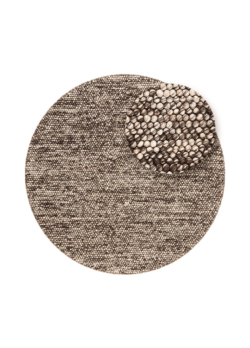 Håndvævet tæppe KM Home Bubble Rund 120x120 cm Chokolade Melange - Chokolade Melange - Tekstiler - Tæpper - Moderne tæppe - Uldtæppe