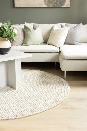 Håndvævet tæppe KM Home Bubble Rund 120x120 cm IvoryMelange - IvoryMelange - Tekstiler - Tæpper - Moderne tæppe - Uldtæppe