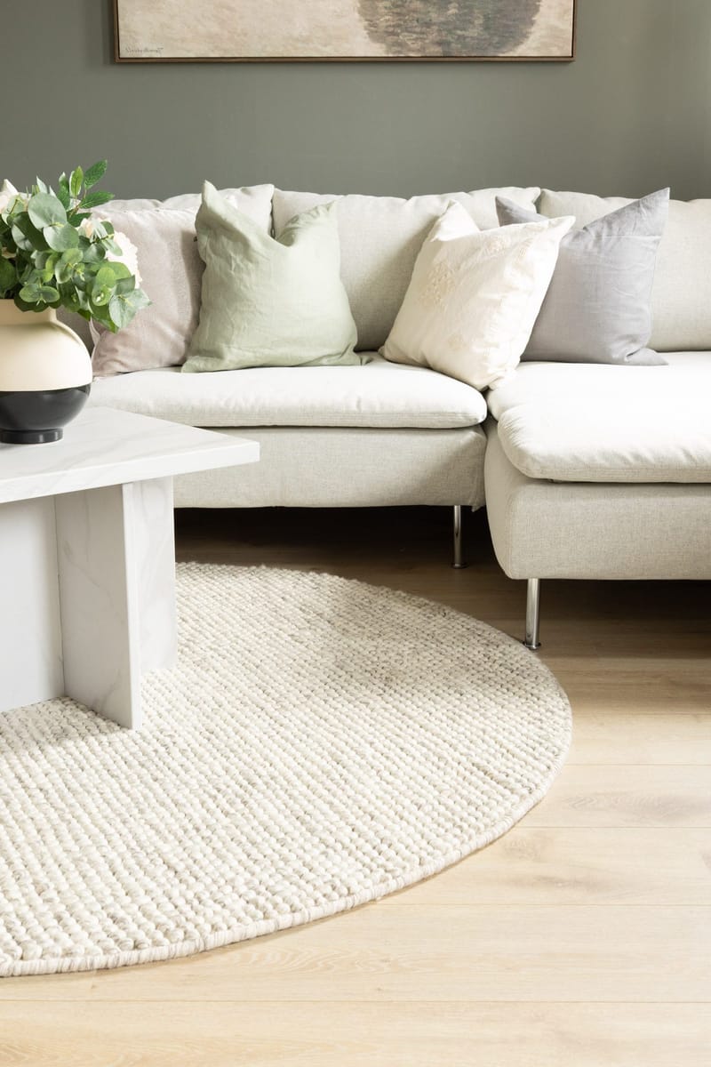 Håndvævet tæppe KM Home Bubble Rund 120x120 cm IvoryMelange - IvoryMelange - Tekstiler - Tæpper - Moderne tæppe - Uldtæppe