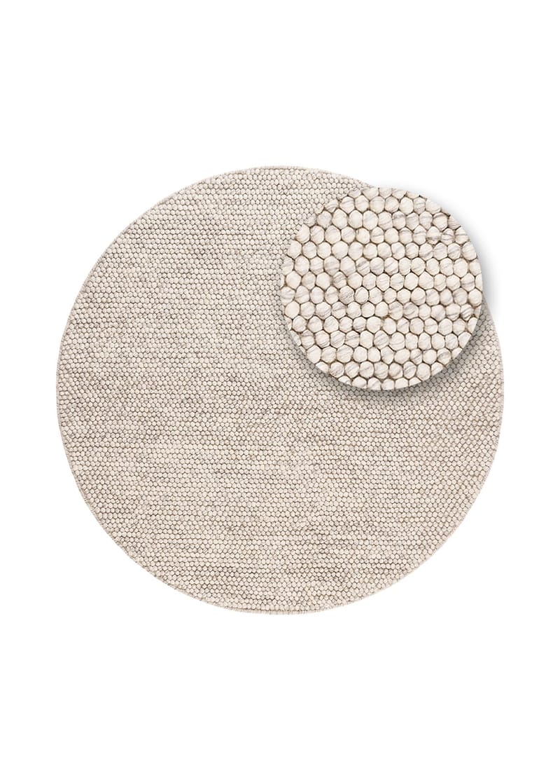 Håndvævet tæppe KM Home Bubble Rund 120x120 cm IvoryMelange - IvoryMelange - Tekstiler - Tæpper - Moderne tæppe - Uldtæppe