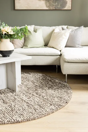 Håndvævet tæppe KM Home Bubble Rund 200x200 cm Chokolade Melange - Chokolade Melange - Tekstiler - Tæpper - Moderne tæppe - Uldtæppe