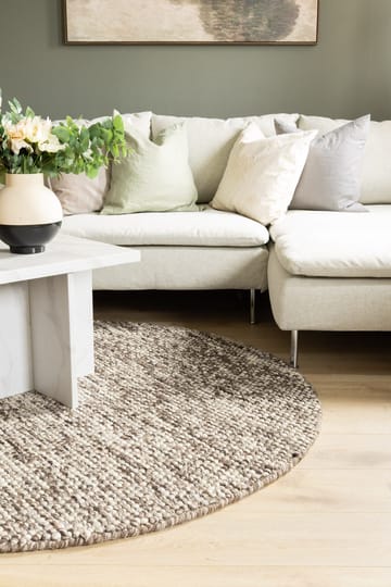 Håndvævet tæppe KM Home Bubble Rund 240x240 cm Chokolade Melange - Chokolade Melange - Tekstiler - Tæpper - Moderne tæppe - Uldtæppe