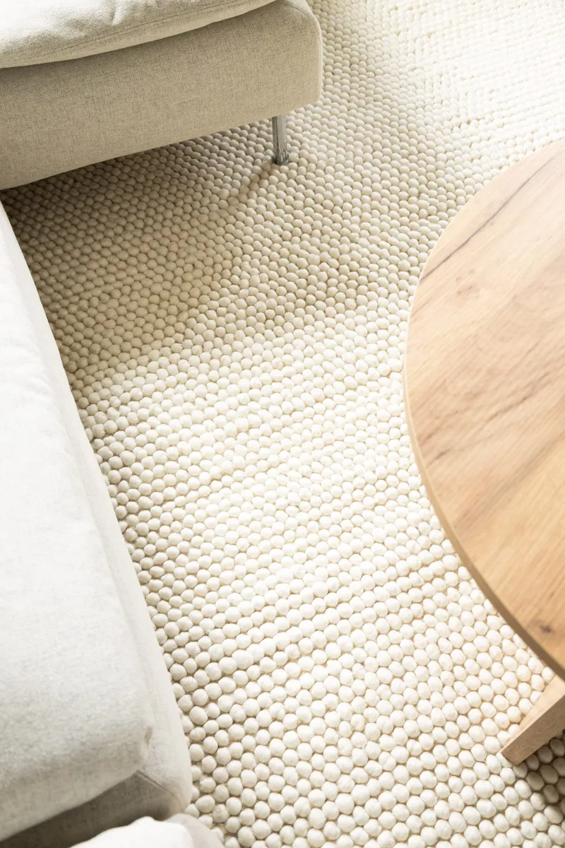 Håndvævet tæppe KM Home Bubble Rund 240x240 cm Creme - Creme - Tekstiler - Tæpper - Moderne tæppe - Uldtæppe