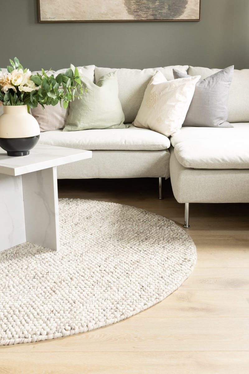 Håndvævet tæppe KM Home Bubble Rund 300x300 cm Hør - hør - Tekstiler - Tæpper - Moderne tæppe - Uldtæppe
