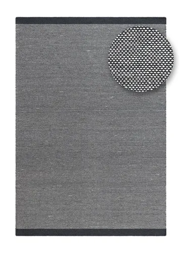 Håndvævet tæppe KM Home Sandhamn 140x200 cm Indigoblå - Indigoblå - Tekstiler - Tæpper - Moderne tæppe - Uldtæppe