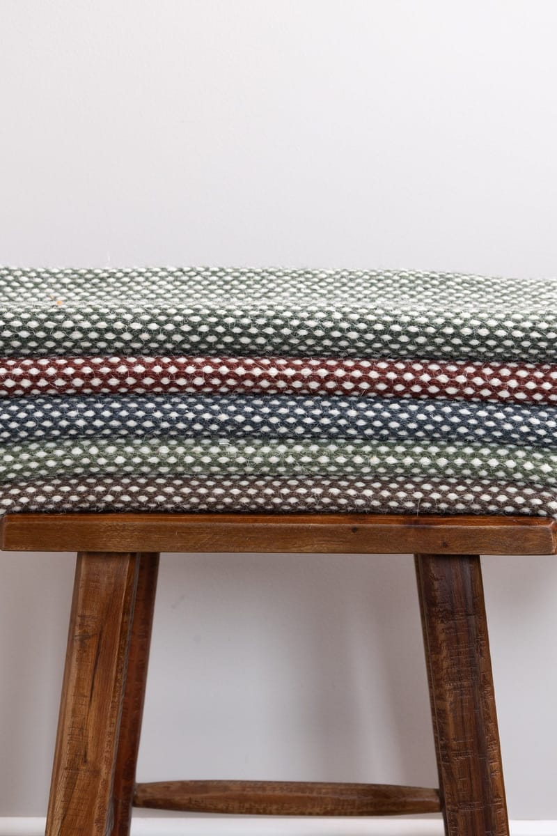 Håndvævet tæppe KM Home Sandhamn Kvadrat 250x250 cm Grøn - Grøn - Tekstiler - Tæpper - Moderne tæppe - Uldtæppe
