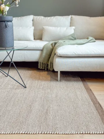 Håndvævet tæppe KM Home Sandhamn Kvadrat 250x250 cm Mørk hør - Mørk hør - Tekstiler - Tæpper - Moderne tæppe - Uldtæppe