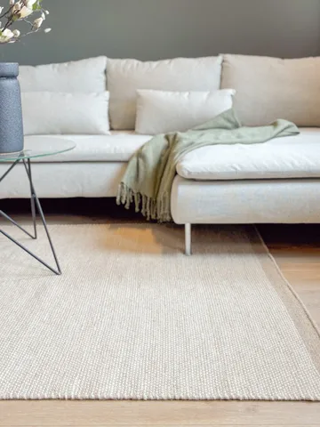Håndvævet tæppe KM Home Sandhamn Kvadrat 250x250 cm Natur - Natur - Tekstiler - Tæpper - Moderne tæppe - Uldtæppe