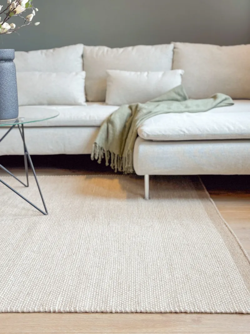 Håndvævet tæppe KM Home Sandhamn Kvadrat 250x250 cm Natur - Natur - Tekstiler - Tæpper - Moderne tæppe - Uldtæppe