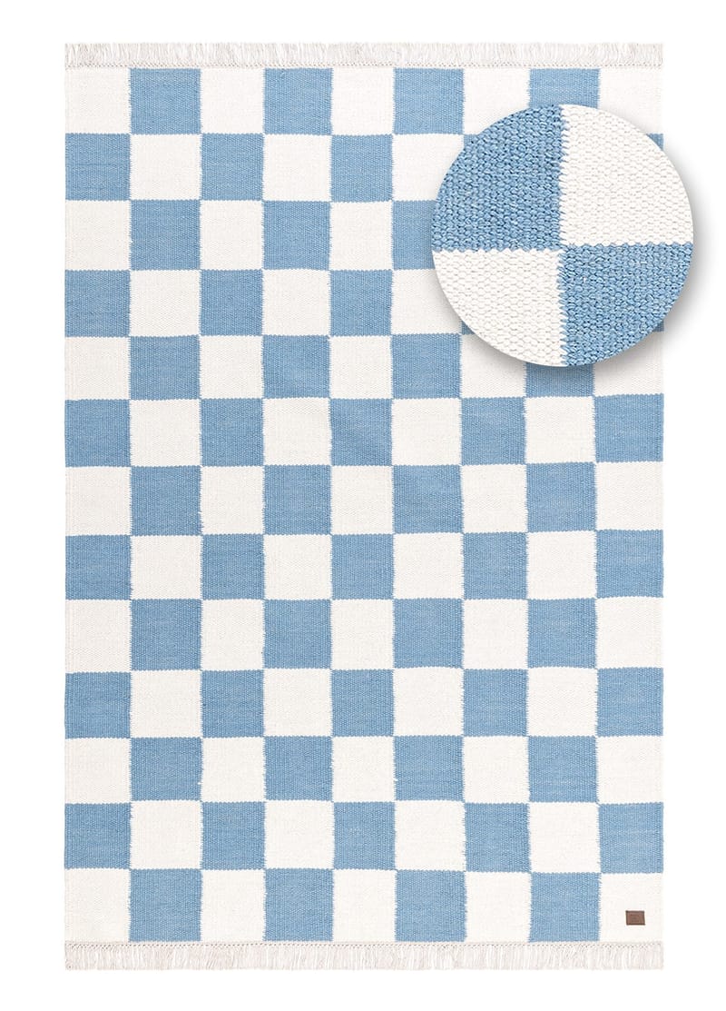 Håndvævet tæppe Nordic Check 140x200 cm - Dueblå - Tekstiler - Tæpper - Moderne tæppe - Uldtæppe