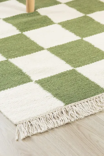 Håndvævet tæppe Nordic Check 140x200 cm - Smaragdgrøn - Tekstiler - Tæpper - Moderne tæppe - Uldtæppe