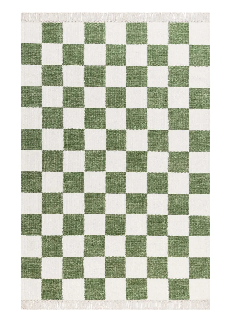 Håndvævet tæppe Nordic Check 140x200 cm, Smaragdgrøn