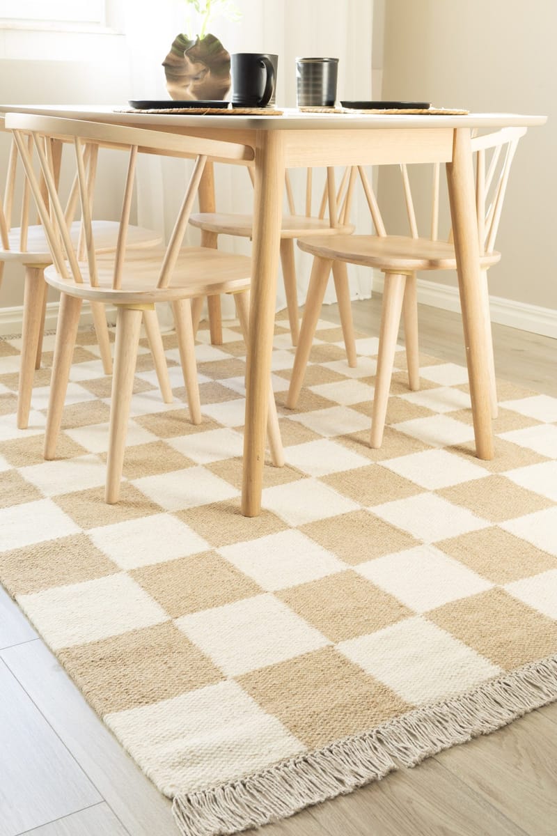 Håndvævet tæppe Nordic Check 160x230 cm - Linned - Tekstiler - Tæpper - Moderne tæppe - Uldtæppe